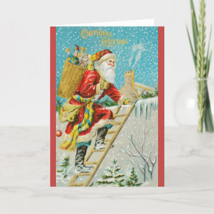Vintage Santa Christmas Greetings Holiday Card