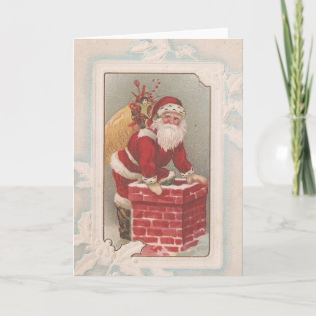 Vintage Santa Christmas Holiday Card (Front)