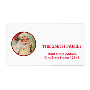Vintage Santa Christmas Holiday Label