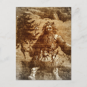 Vintage Santa Christmas  in Sepia Toile Style Holiday Postcard