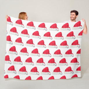 Vintage Santa Christmas Jolly Classic Red Festive Fleece Blanket