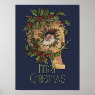 Vintage Santa Christmas Jolly Poster