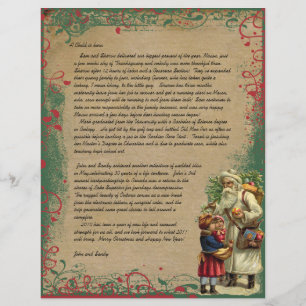 Vintage Santa Christmas Letter 4 Photos on back Flyer