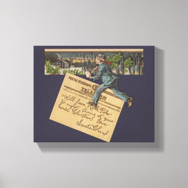 Vintage Santa Christmas Letter Canvas Print (Front)