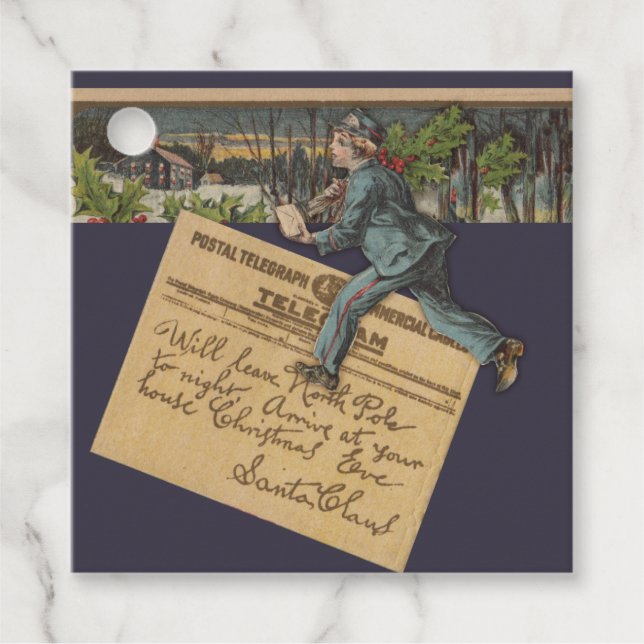 Vintage Santa Christmas Letter Favour Tags (Front)