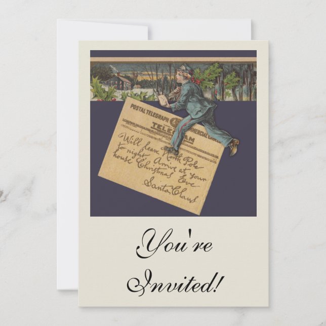 Vintage Santa Christmas Letter Invitation (Front)