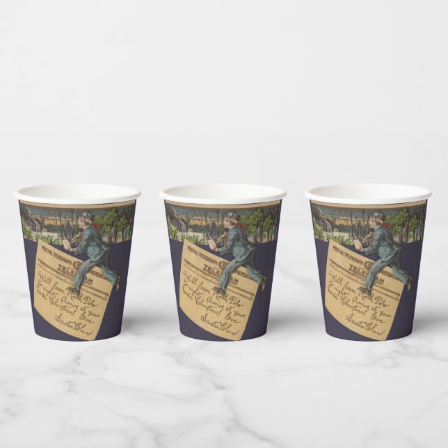 Vintage Santa Christmas Letter Paper Cups (Multi)