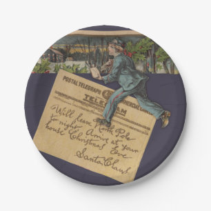 Vintage Santa Christmas Letter Paper Plate