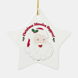 Vintage Santa Christmas Miracles Happen! Ceramic Tree Decoration