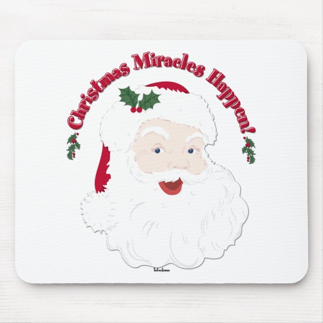 Vintage Santa Christmas Miracles Happen! Mouse Mat (Front)