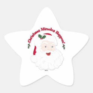 Vintage Santa Christmas Miracles Happen! Star Sticker