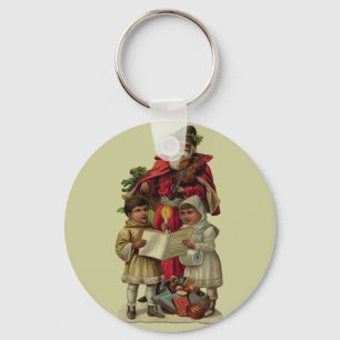 Vintage Santa Christmas Music Key Ring