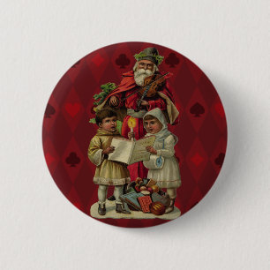 Vintage Santa Christmas Music Singing 6 Cm Round Badge