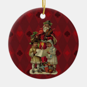 Vintage Santa Christmas Music Singing Ceramic Tree Decoration