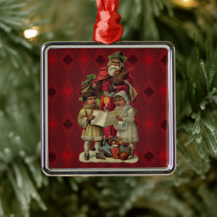 Vintage Santa Christmas Music Singing Metal Tree Decoration