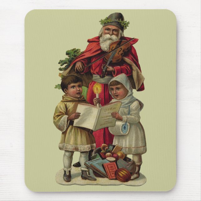Vintage Santa Christmas Music Singing Mouse Mat (Front)