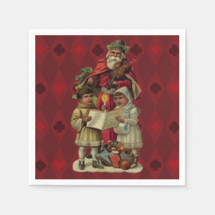 Vintage Santa Christmas Music Singing Napkin