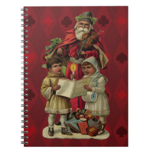 Vintage Santa Christmas Music Singing Notebook