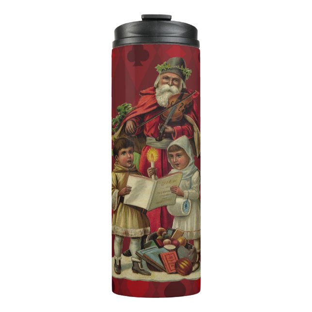 Vintage Santa Christmas Music Singing Thermal Tumbler (Front)