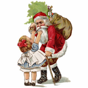 Vintage Santa Christmas Ornament Photo Sculpture Decoration