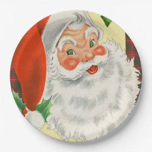 Vintage Santa Christmas Paper Plate