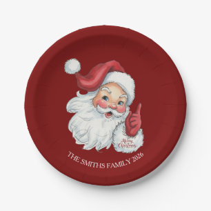 Vintage Santa Christmas Paper Plates