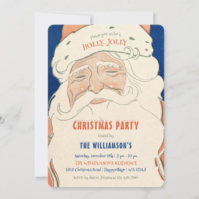 Vintage Santa Christmas Party Invitation (Front)