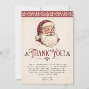 Vintage Santa Christmas Party Thank You Card
