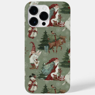 Vintage Santa Christmas Pattern Case-Mate iPhone 14 Pro Max Case