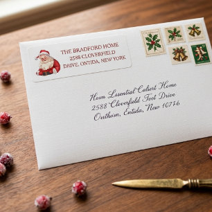 Vintage Santa Christmas Return Address Label