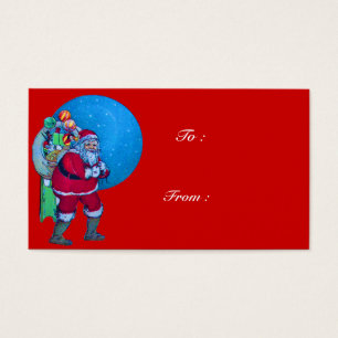 VINTAGE SANTA,CHRISTMAS SACK TOYS STARRY SKY Red