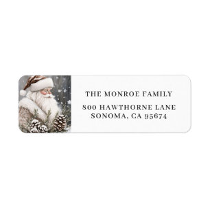 Vintage Santa Christmas Snow Return Address