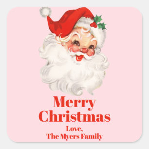 Vintage Santa Christmas Square Sticker