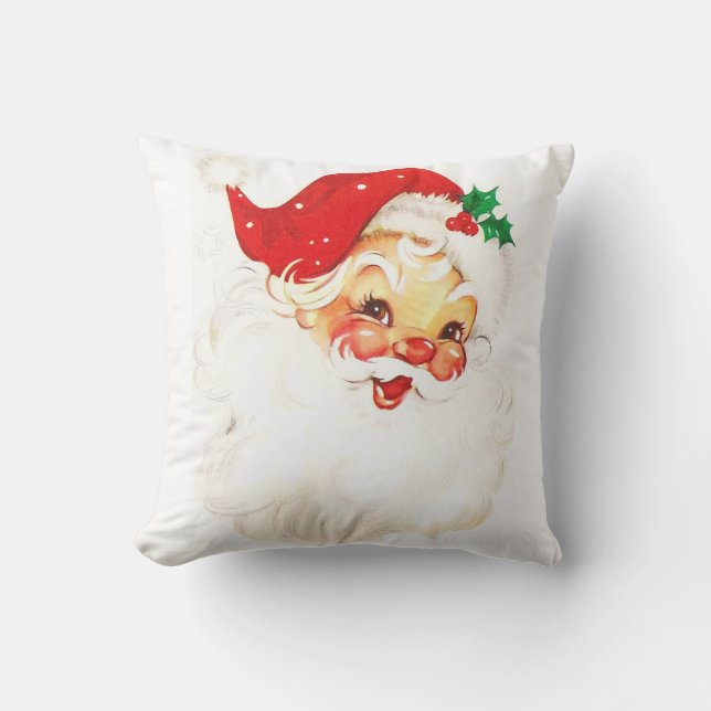 Vintage Santa Christmas Throw Pillow (Front)