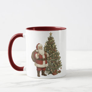 Vintage Santa & Christmas Tree Mug