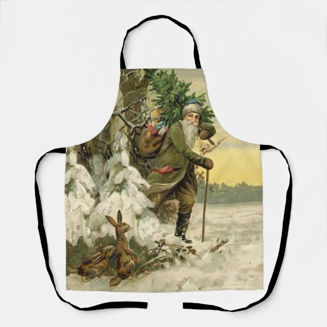 Vintage Santa Christmas Victorian Holiday Apron (Front)