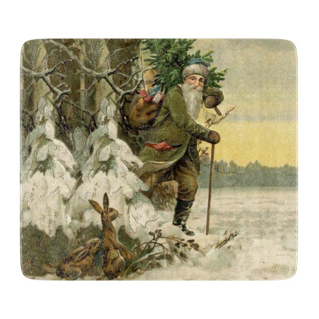 Vintage Santa Christmas Victorian Holiday Cutting Board (Front)