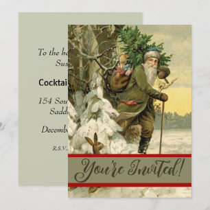 Vintage Santa Christmas Victorian Holiday Invitation
