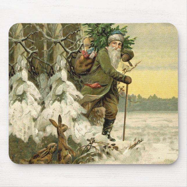 Vintage Santa Christmas Victorian Holiday Mouse Mat (Front)