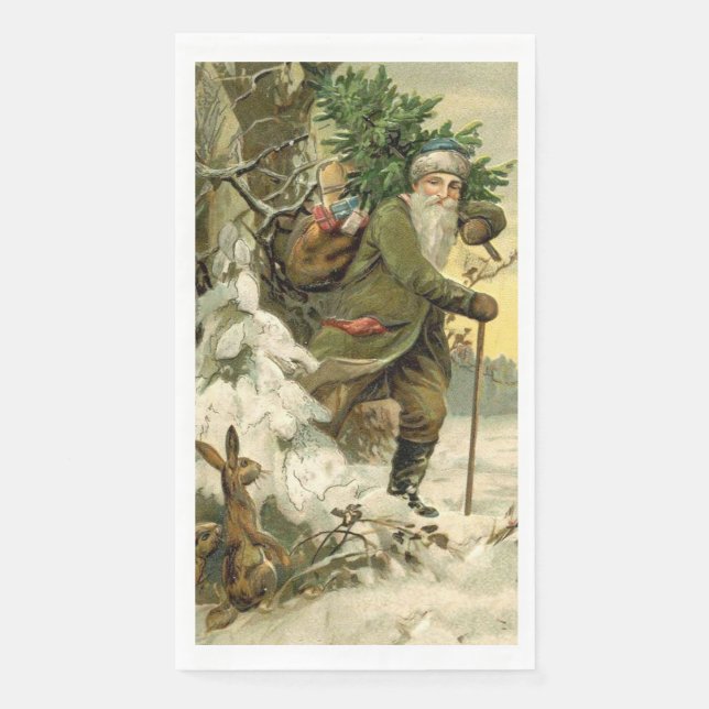Vintage Santa Christmas Victorian Holiday Napkin (Front)