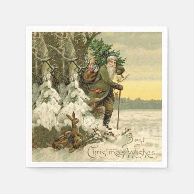 Vintage Santa Christmas Victorian Holiday Napkin (Front)