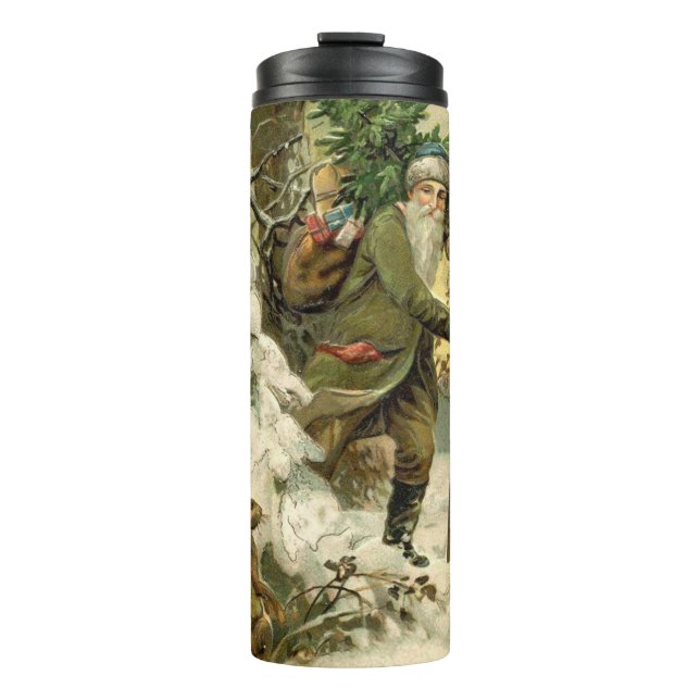Vintage Santa Christmas Victorian Holiday Thermal Tumbler (Front)
