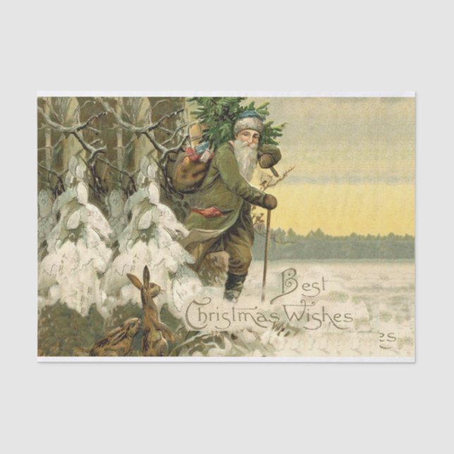 Vintage Santa Christmas Victorian Holiday Tissue Paper (Front)