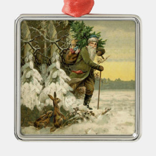 Vintage Santa Christmas Victorian Holiday Tree Metal Tree Decoration