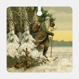 Vintage Santa Christmas Victorian Holiday Tree  Metal Tree Decoration