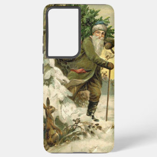 Vintage Santa Christmas Victorian Holiday Tree  Samsung Galaxy Case