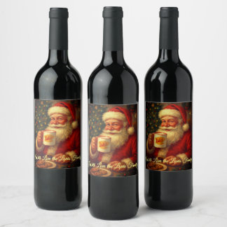 Vintage Santa Christmas Wine Bottle Label 