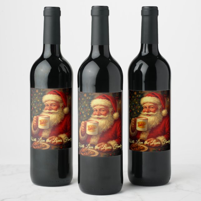 Vintage Santa Christmas Wine Bottle Label  (Bottles)