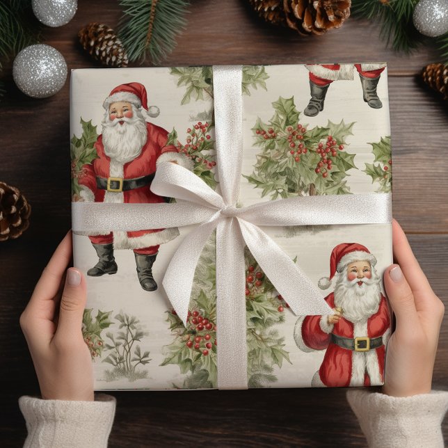 Vintage Santa Christmas Wrapping Paper Sheet (Creator Uploaded)
