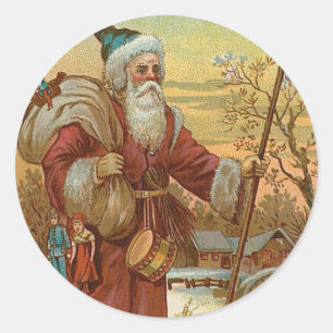 Vintage Santa Classic Round Sticker